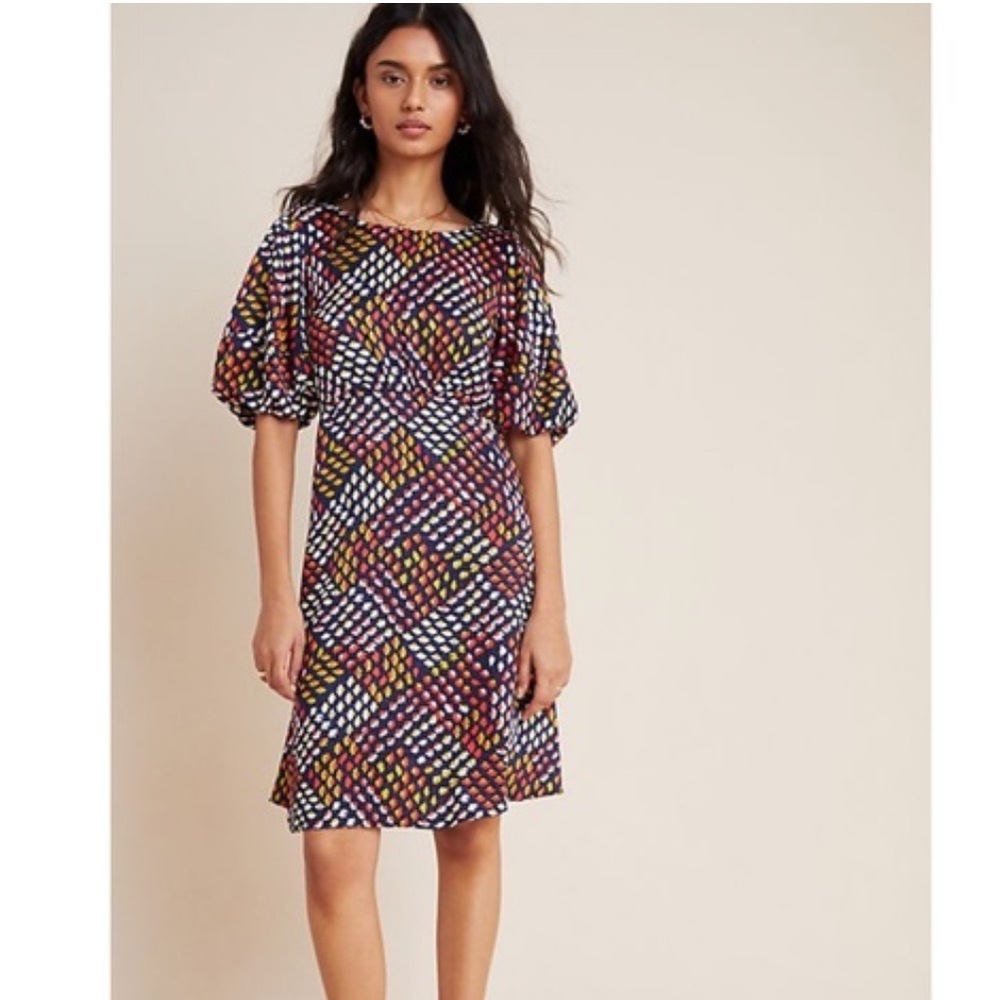 Maeve Anthropologie Melody Puff Sleeve Floral Dress Size 12